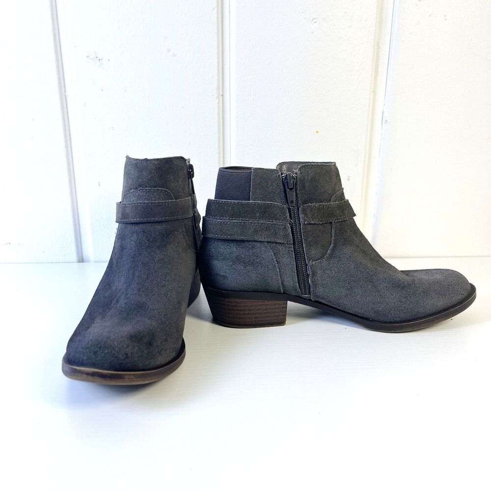 Womens Gray Kensie Gemmy Suede Ankle Boots 7.5M US